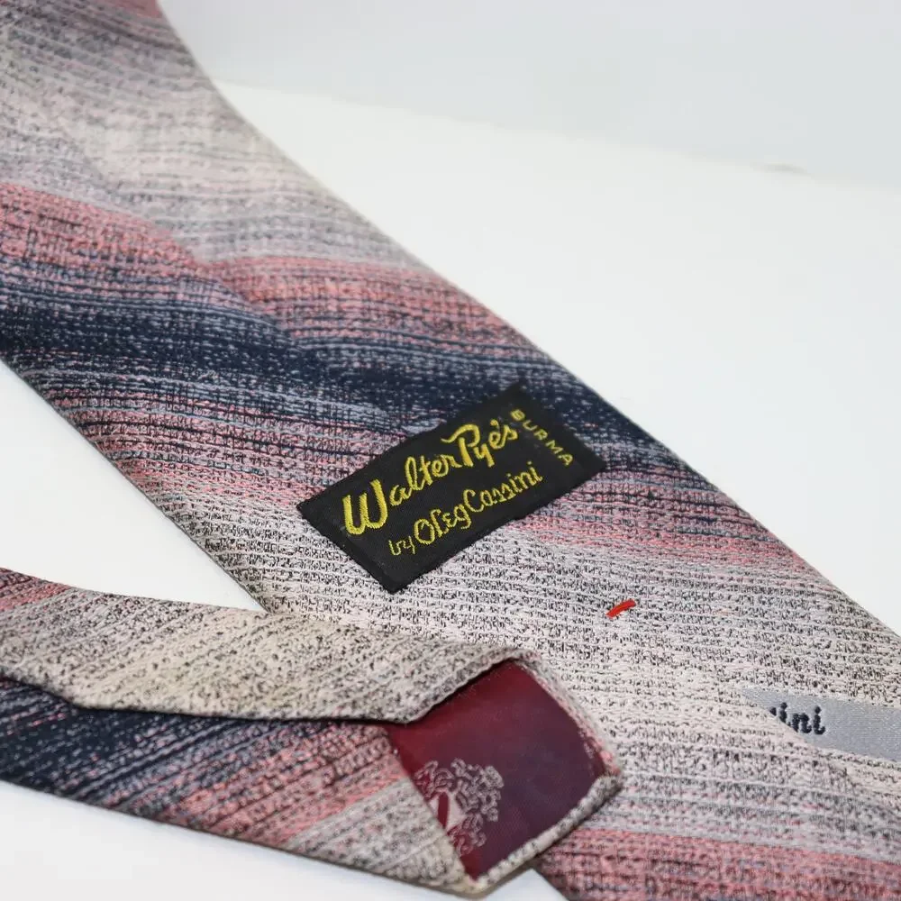 Oleg Cassini Walter Pye’s Abstract Stripe Silk Tie‎ Vintage Luxe 3”